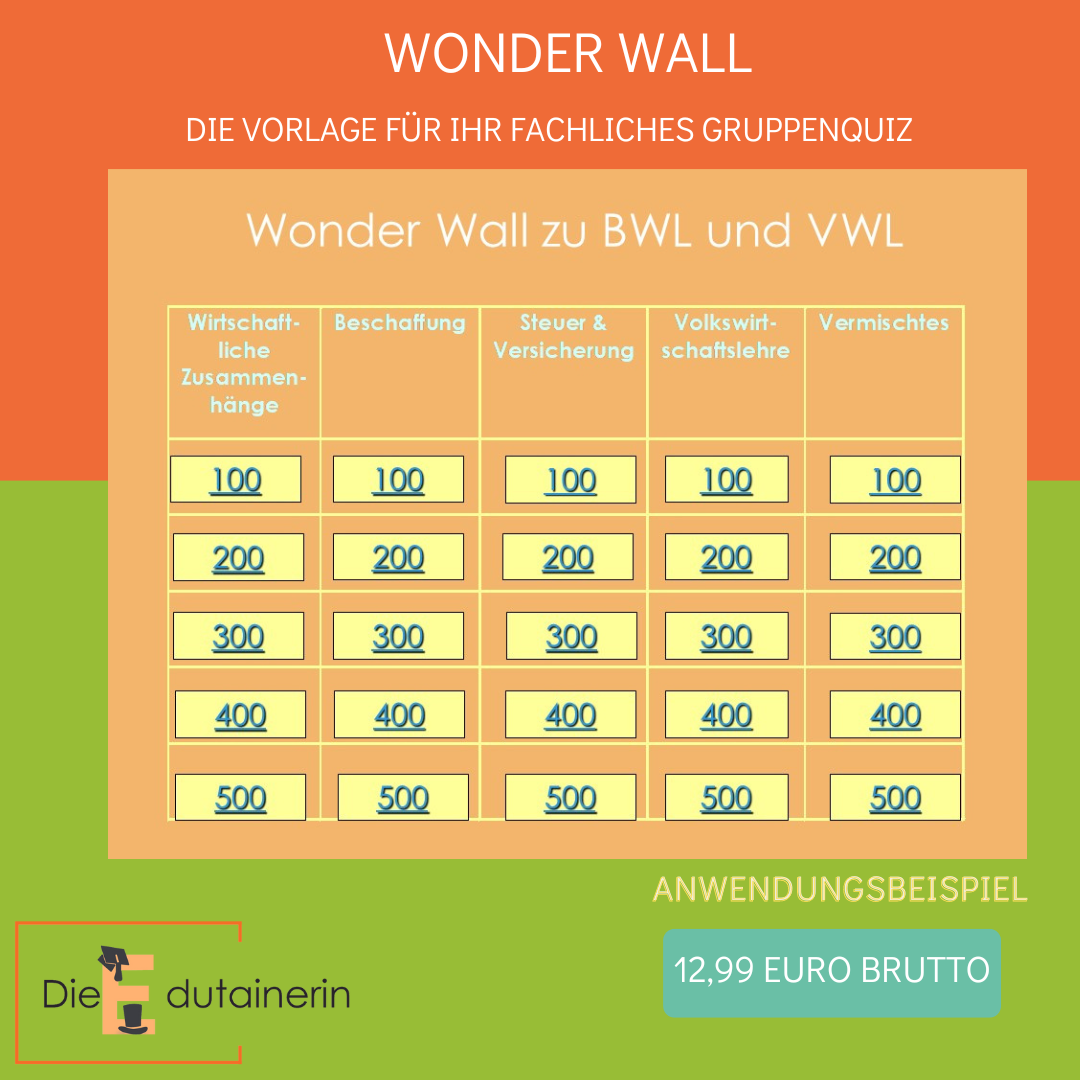 Wonder Wall - Vorlage zum Lernspiel